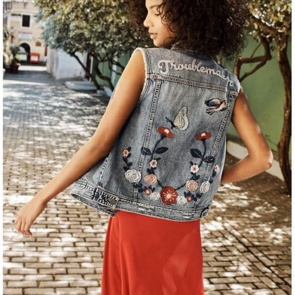 bp Jackets & Blazers - Brand new BP Distressed embroidered denim vest
